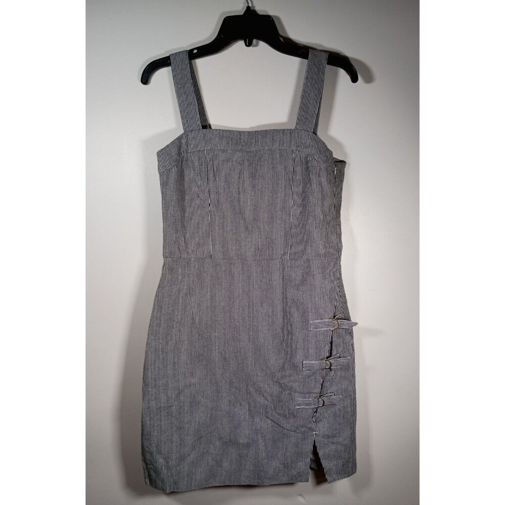 Simply Noelle Pinstriped Wide Strap Lined square Neck Overall Dress Size XS
